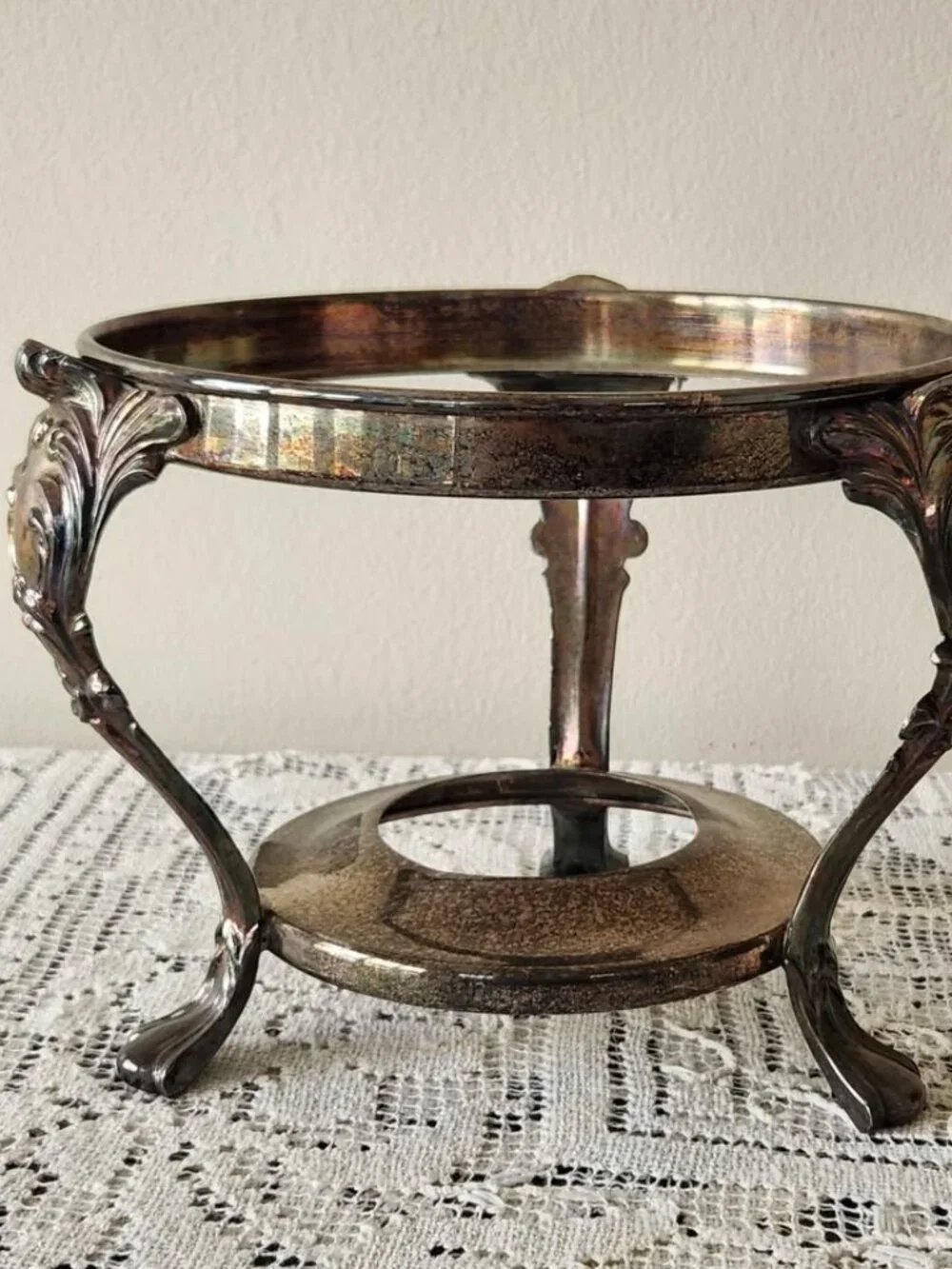 Vintage Silver Plated Dish Warmer Stand
